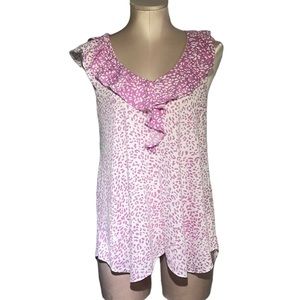 Oscar De La Renta Pink Label pink and white with ruffles. size S.